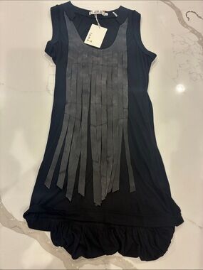 Lamb leather fringe top